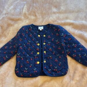 Cherry Patterned Navy Kids Jacket